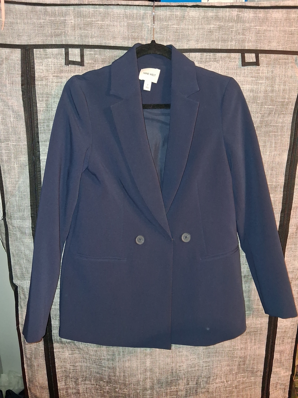 Nine West Navy Double-Button Tailored Blazer
